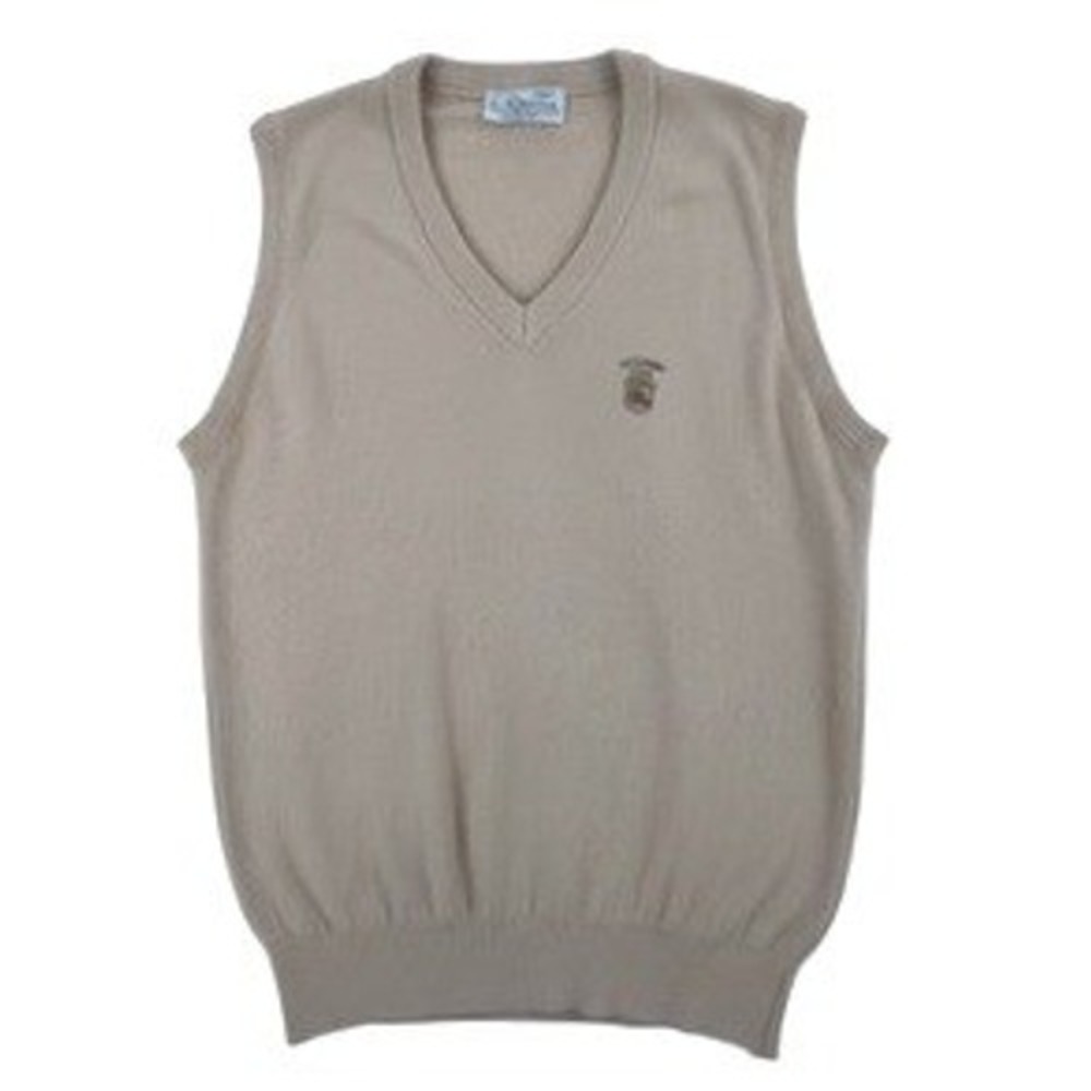 Pickering Men M Sweater Vest Tan Woodway Country Club V-Neck Orlon USA Vintage
